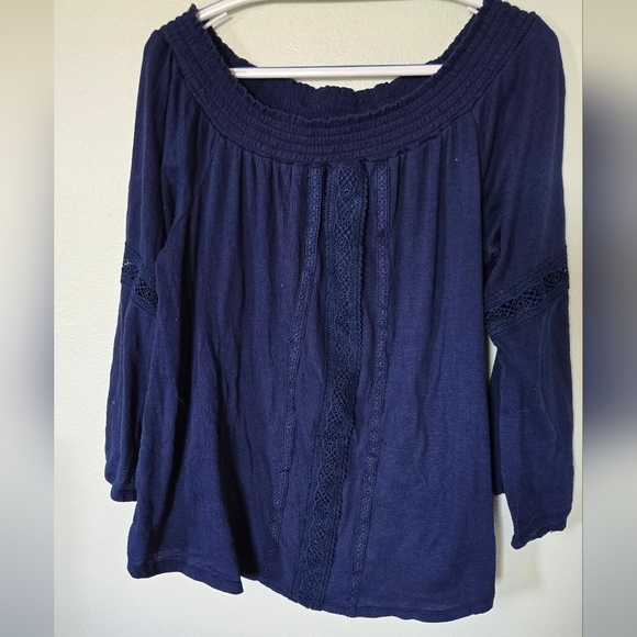French Laundry Off the shoulder Navy Top Size 1X - Picture 1 of 5
